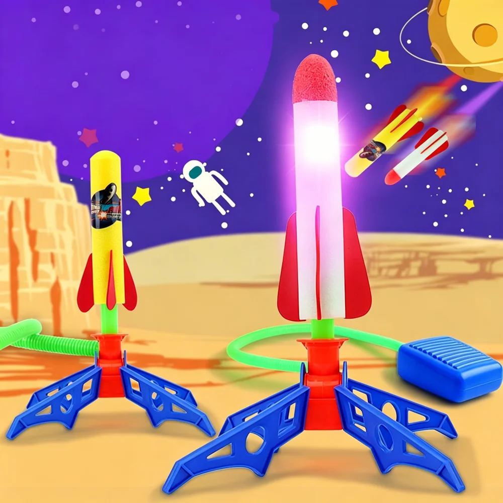 Kid Air Rocket Foot Pump Launcher Outdoor Air Pressed Pedal Soaring Rocket Toys Child Play Set Jump Sport Game Toys For Children