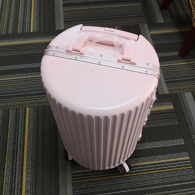 New round tube travel luggage hard case student trolley suitcase 20/24/26 inch trolley case aluminum frame luggage boarding case