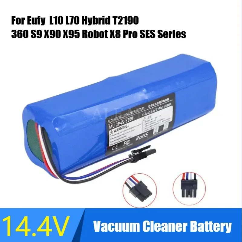 14.4V 5200mAh 18650 Replacement Battery for Eufy Robovac L70 Hybrid Series Robot Vacuum Lithium Ion Sweeping Robot Battery