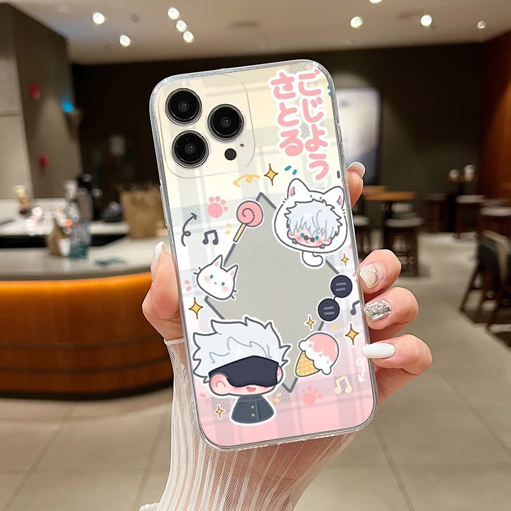 Jujutsu Kaisen Gojo Satoru جراب هاتف آيفون 17 16 15 14 13 12 11 15 Pro Max SE X XR XS Max 15 Plus أغطية شفافة Fundas