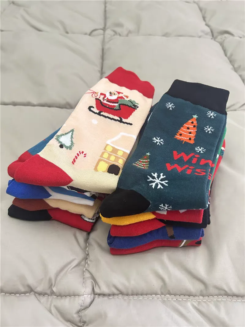 レディース クリスマス ソックス 面白い クリスマス サンタクロース 雪の結晶 エルク コットン クルー ハッピー ソックス メンズ 新年 面白い ソケン
