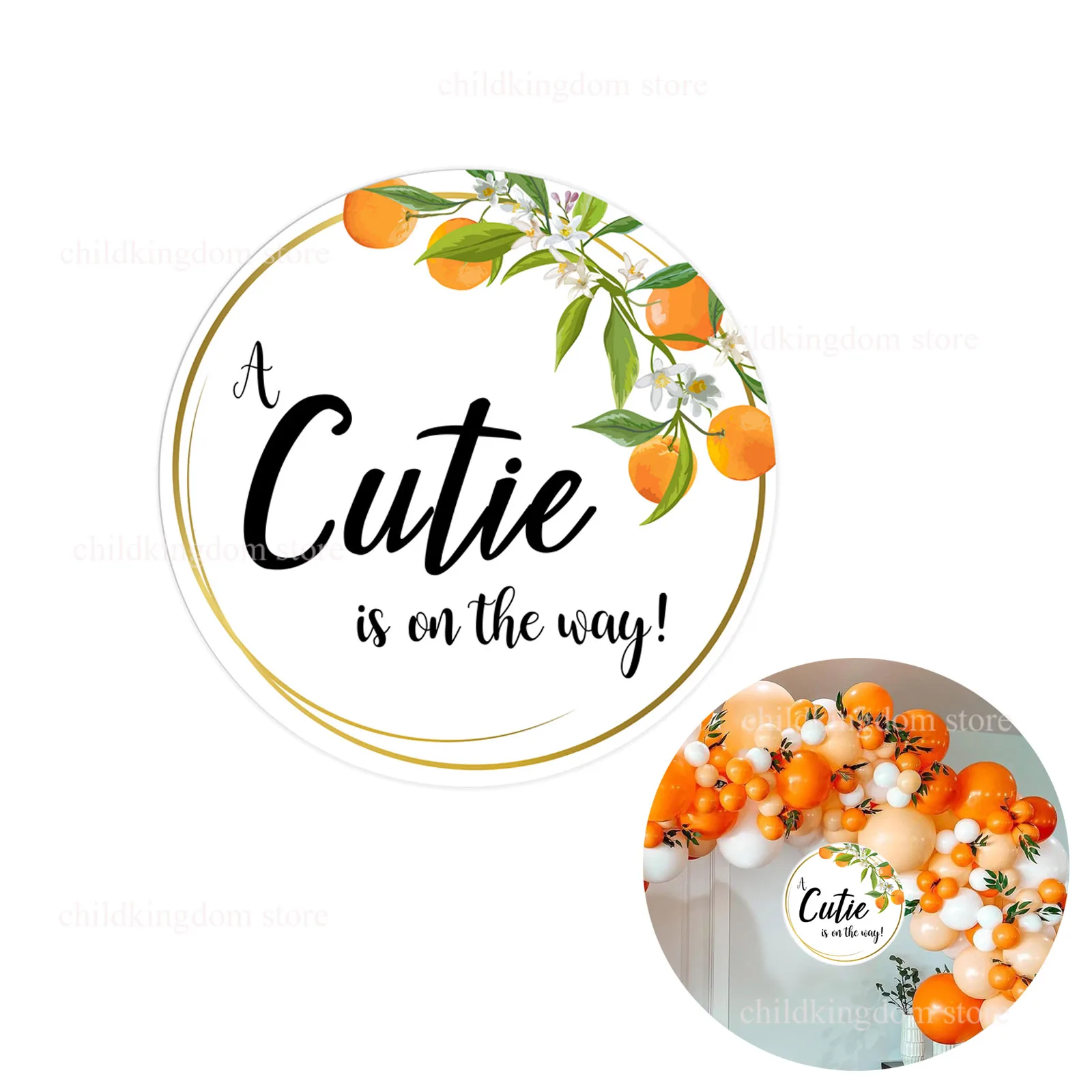 A little Cutie is on the way KT Board Cutouts Baby Shower Welcome Sign Orange A little Cutie Baby Shower Party Direction Signs