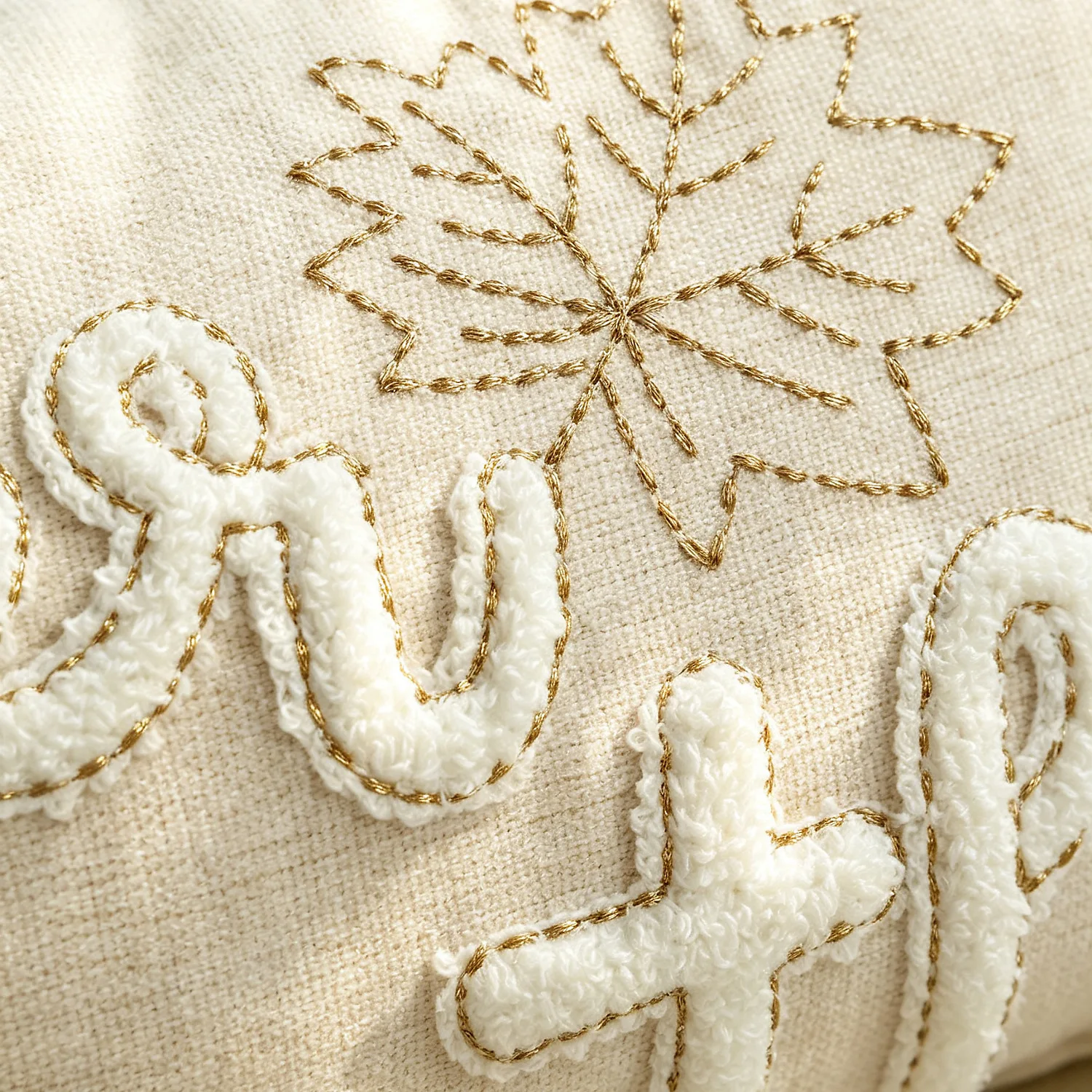 Sheneyron Ahornblatt-Stickerei Thanksgiving Day Kissenbezug Cojines Bestickte Deko-Kissenhülle 30x50cm – Detail 9