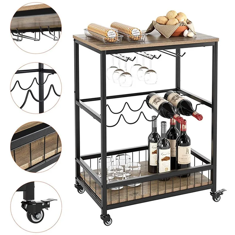 Kitchen hand push dining room side cabinet   American cart movable y