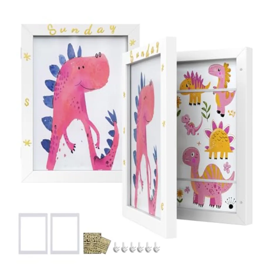 

Changeable Artwork Frames Set of 2 for A4 Size Ideal for Room Decor and Creative Display Each Frame Holds Up to 150 Drawings wi