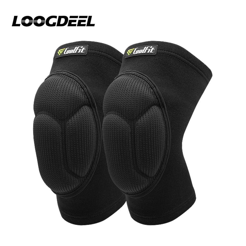 LOOGDEEL 1Pair Protective Knee Pads Football Volleyball Extreme Sports kneepad Thick Sponge Anti-Slip Collision Avoidance Brace