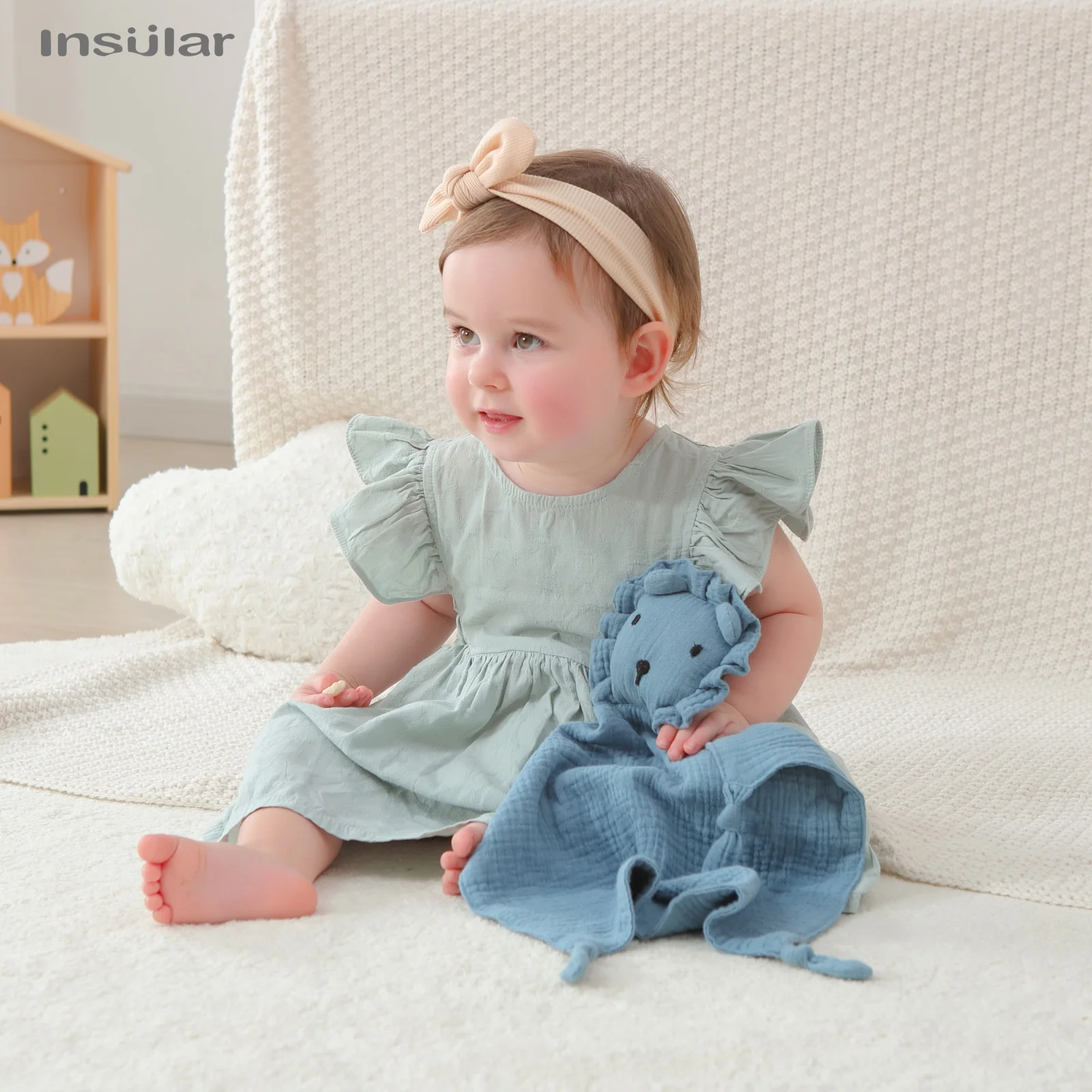 Cute Lion Shaped Soft Cotton Gauze Hand Towel Plush Baby Saliva Towel Newborn Comforting Toy Soothing Sleeping Doll