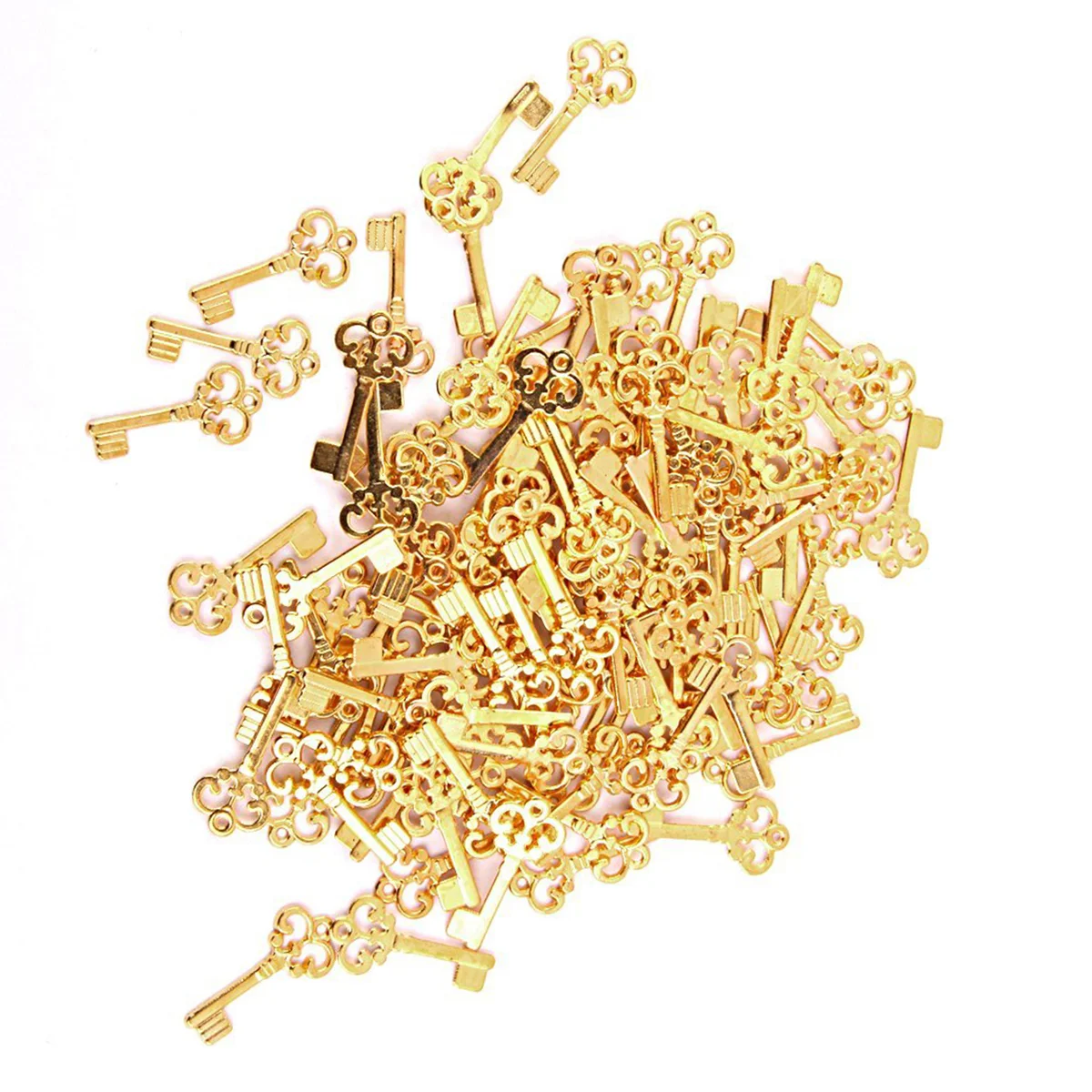 100pcs Vintage Set Retro Alloy DIY Handmade Accessories Pendants (Gold) Decor Decoration