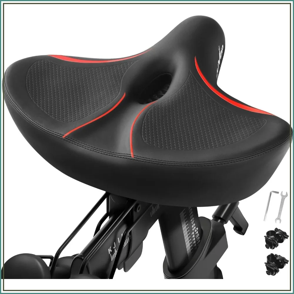 

Oversized Comfort Bike Seat for Peloton, Exercise, Cruiser Bikes - Extra Wide Saddle for Men & Women