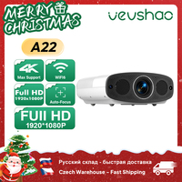 VEVSHAO A22 Full HD 1080P Projector 4K 1000ANSI Android WiFi Auto Focus 10W*2 Home Theater Projector for Office Meeting Video