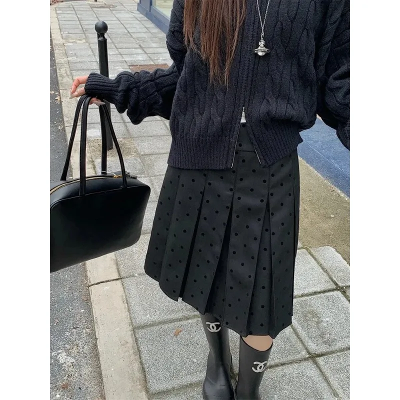 

Юбка в горошек плиссированная, летняя, женская, с высокой талией, А-силуэт, модная повседневная короткая юбка в корейском стиле