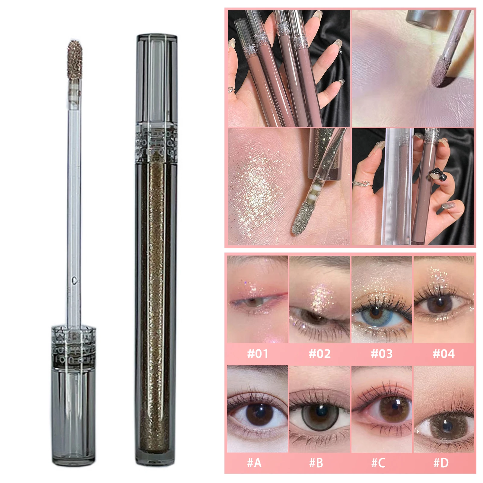 

Single Color Matte/Fine Flash Liquid Eyeshadow Professional Waterproof Eye Makeup Tool For Women Girls