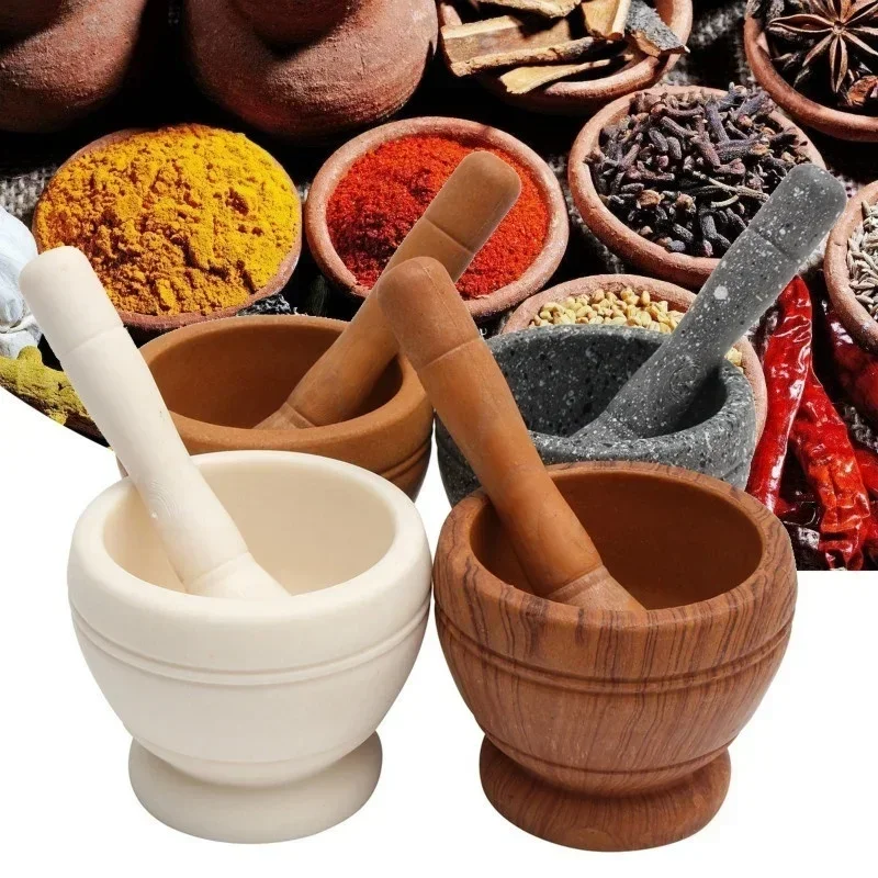 

Resin Mortar Pestle Set Garlic Herb Spice Mixing Grinding Crusher Bowl Restaurant Kitchen Tools