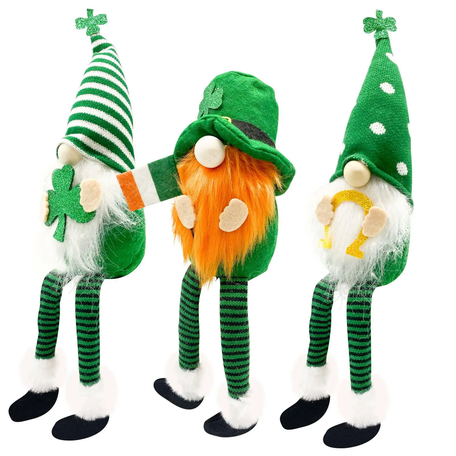 St.Patrick's Day Gnome Plush Elf Decorations - Swedish Tomte Dwarf Figurines Irish Decorations, Home Table