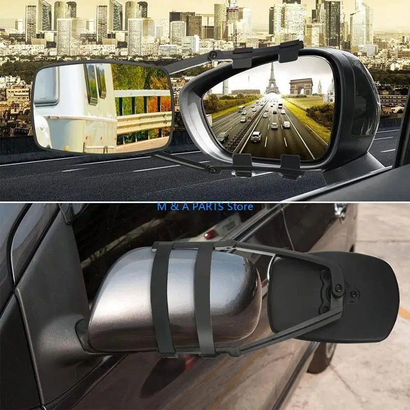 

U1JF Universal Trailer Towing Mirror Clip-on Trailer Wing Mirror Rearview Extension Towing Mirror 19x12cm for Trailer