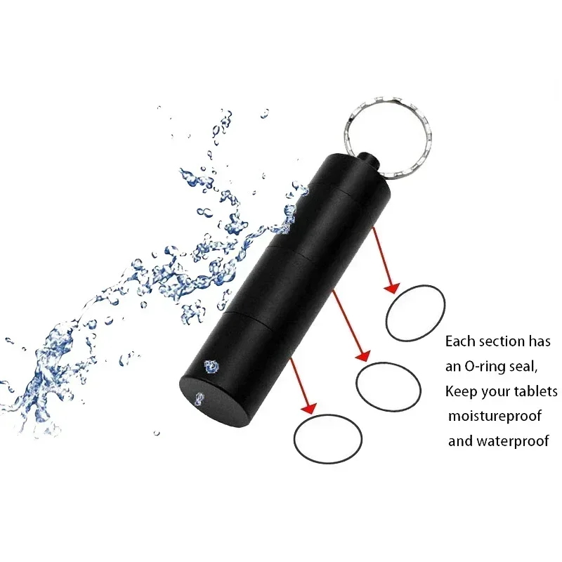 علبة صندوق حبوب منع الحمل المقاومة للماء من الألومنيوم الساخن الجديد، قرص منظم صغير محمول مختوم، حاوية تخزين زيوت فيتامين دواء السفر #4