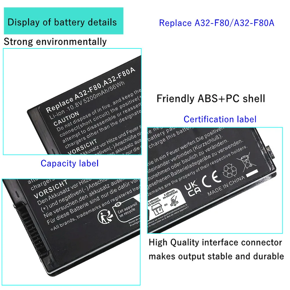 A32-F80H Laptop battery For Asus X85C X85 X85S F80 F80A F80H X61 X61W X61S X61GX X61SL X61Z A32-F80 A32-F80A