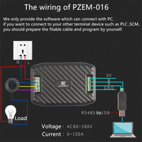 Peacefair 1 Phase AC Power Meter Wattmeter Electric Consumption Smart Amp Kwh RS485 Modbus RTU Energy Meter 220V 32A/63A/100A