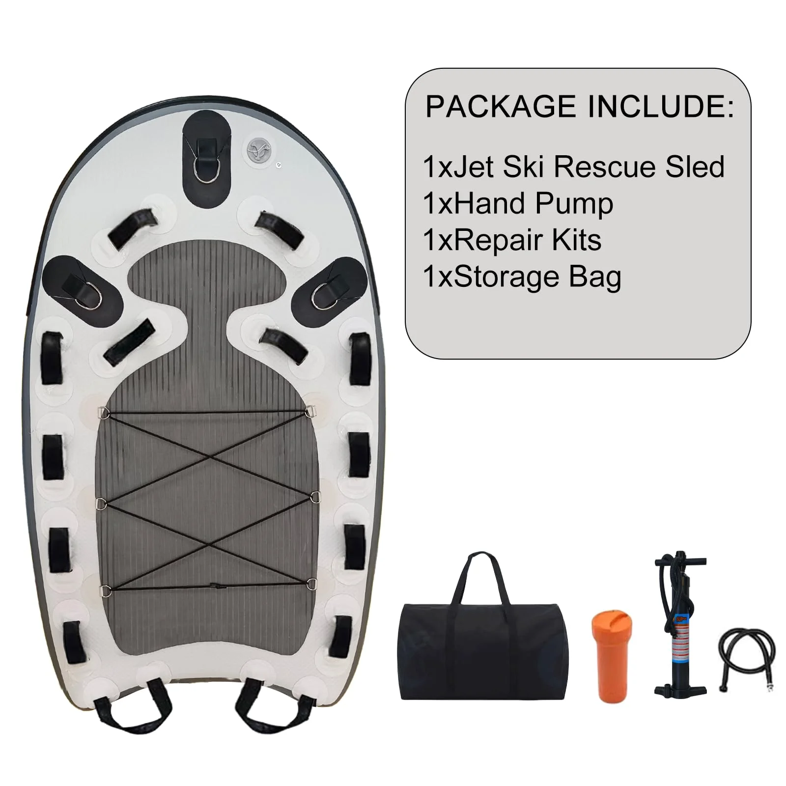 EU-Lager Aufblasbares Bodyboard Professioneller Notfall-Wasserrettungsschlitten Schwimmende Wassermatte Jet-Ski-Schlittenbrett für Wassersport – Detail 3