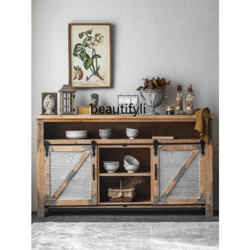 

R1 Solid Wood Clothes Closet Bedroom Storage Cabinet Multi-Functional Home Living Room Sideboard Cabinet Integrated Wall Locker