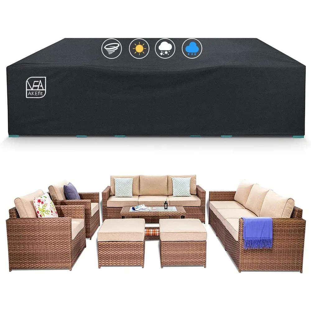 

Чехлы для мебели для патио AKEfit, сверхмощные водонепроницаемые чехлы для улицы, квадратные и прямоугольные чехлы для патио и стульев, черный-126L