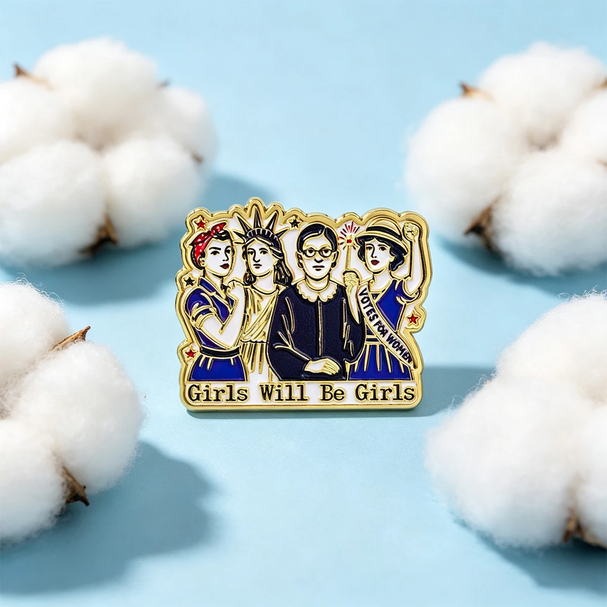 9-teiliges Set „Girls Will Be Girls“ Emaille-Pin Feministische Brosche Anstecknadel für Rucksack Kostüm-Accessoires Schmuck Geschenke – Detail 6