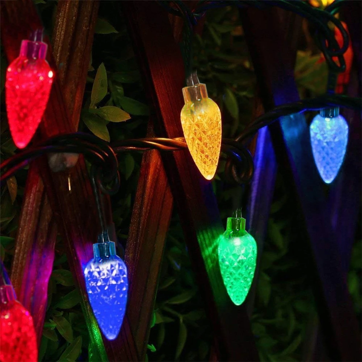 1 قطعة 20/30/50 LED الشمسية الفراولة سلسلة أضواء مع 8 طرق الملونة عيد الميلاد الجنية أضواء لمسار الحديقة الطرف الديكور