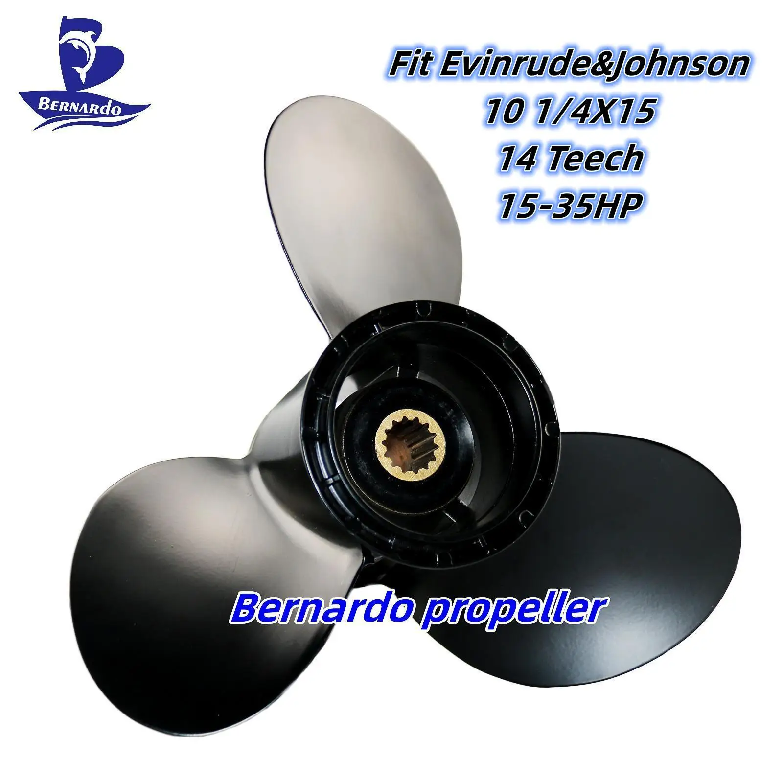 Bernardo Boat Propeller 10 1/4X15 Fit Evinrude&Johnson Outboard Engine ETEC 15 20 25 30 35HP Screw 3 Blade 14 Tooth Spline RH