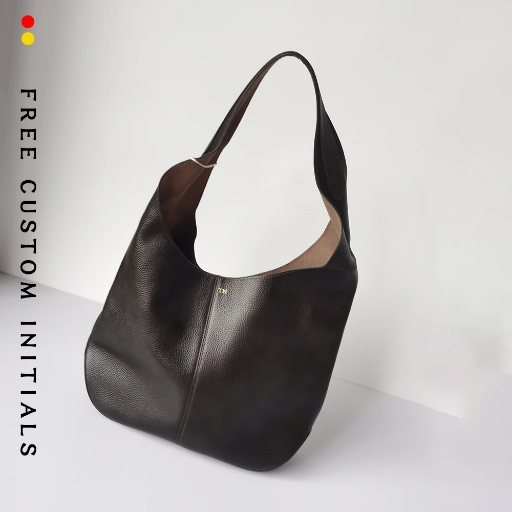 

Women's first layer cowhide bag with large capacity and versatile underarm bag lazy style tote bag commuting shoulder bag