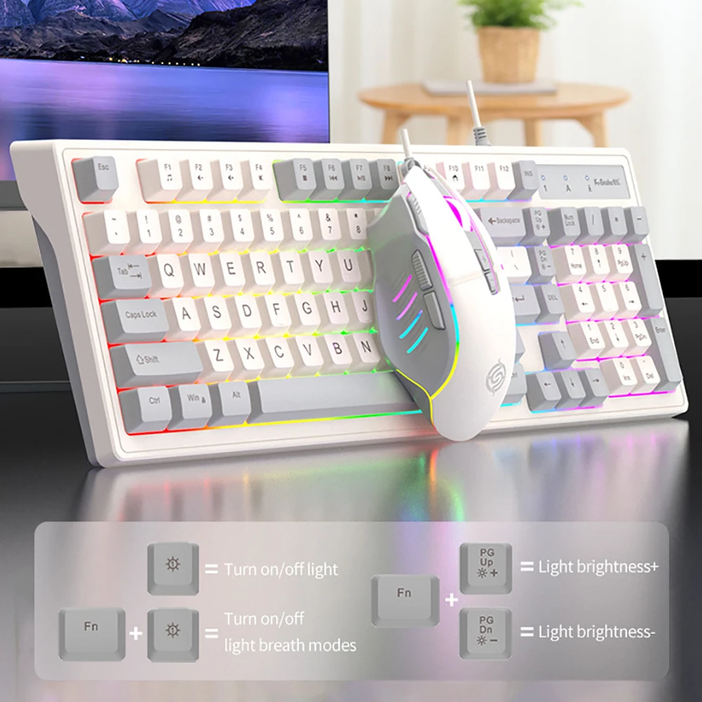 السلكية لوحة مفاتيح الألعاب الميكانيكية ، الكمبيوتر ، مكتب ، مضيئة ، 98 مفاتيح