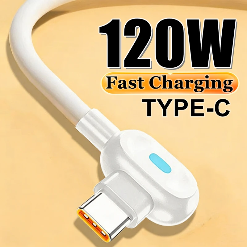 USB Type C 90°Elbow Quick Charging TypeC Cable Game High-speed Data Transfer Wire Cord for Samsung Xiaomi Google OPPO VIVOVIVO