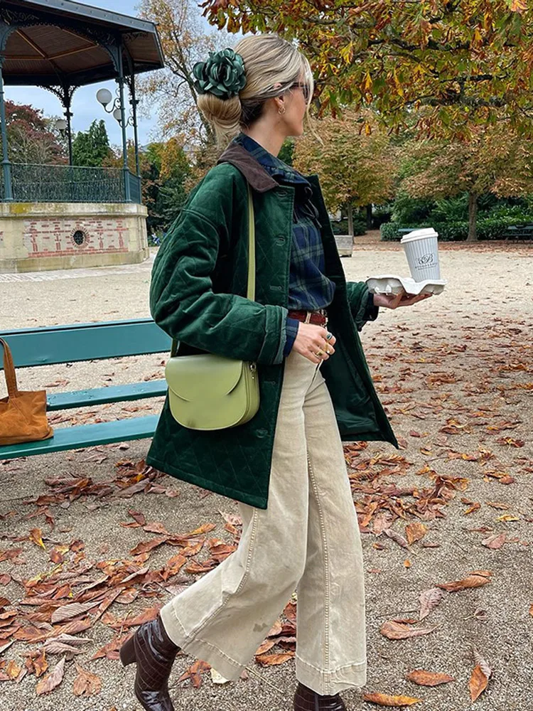 Chaquetas elegantes de retazos con dos bolsillos y solapa para mujer, abrigo Vintage de manga larga con una sola botonadura, abrigos de oficina para mujer 2024