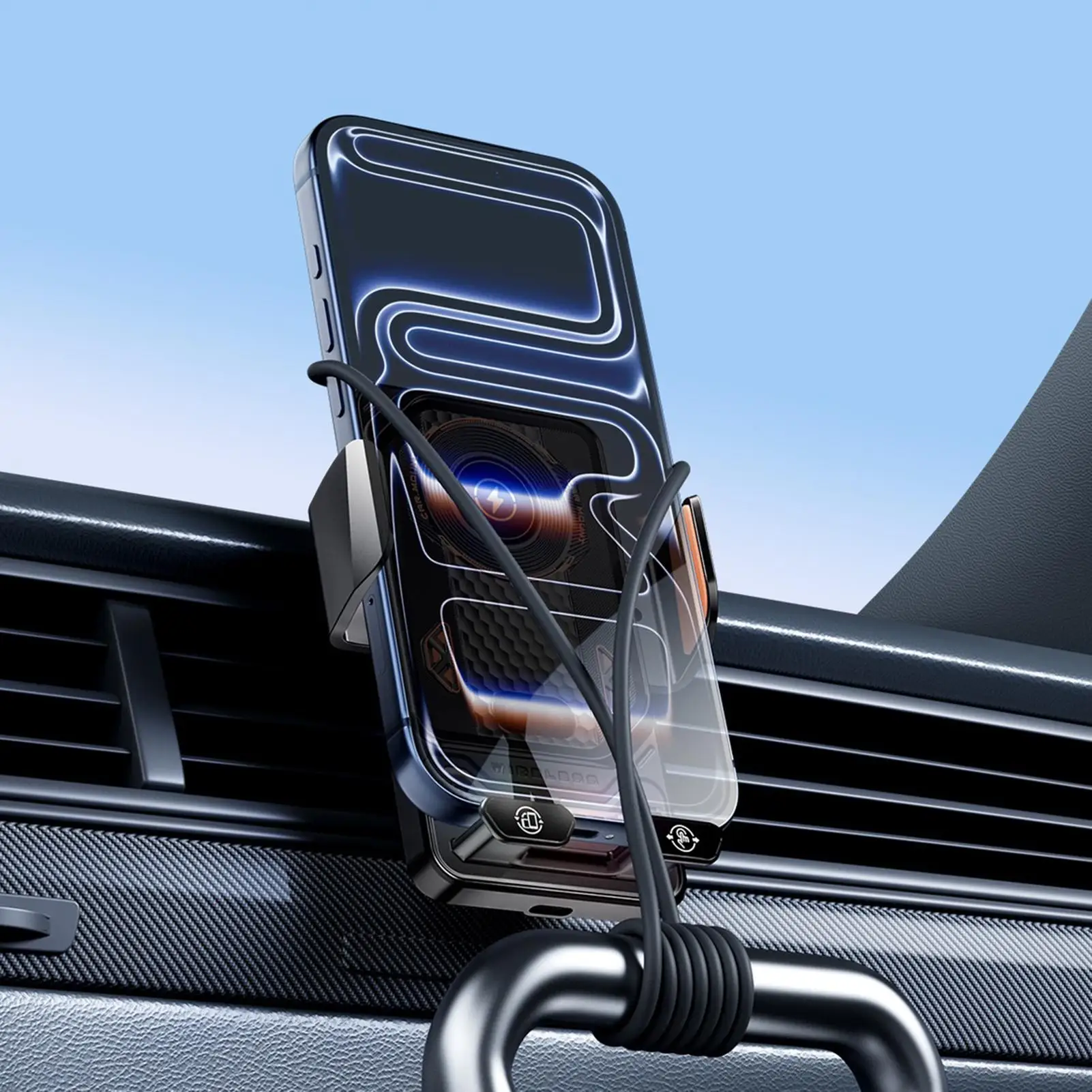 

Car Phone Mount Smartphone Rack With Wireless Charging Function Vent Phone Holder For Car For Trailer RV Automotive Sedans