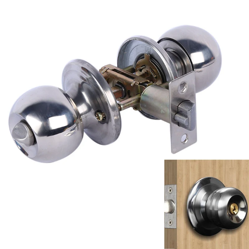 

Сферический дверной замок из алюминиевого сплава с удлиненным трехточечным механизмом и одним язычком для ванной, спальни, межкомнатных дверей дома