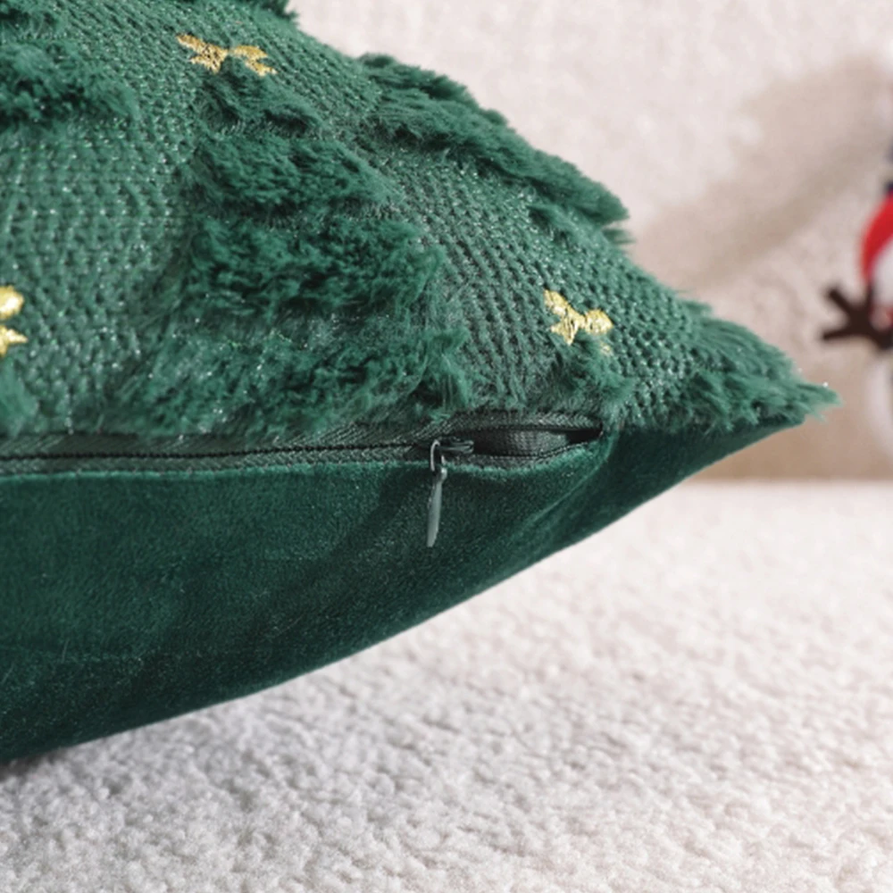 Árvore de natal capas de almofada 18x18 arco verde lance capas de almofada coquette decoração fronha macia pele do falso decoração de natal