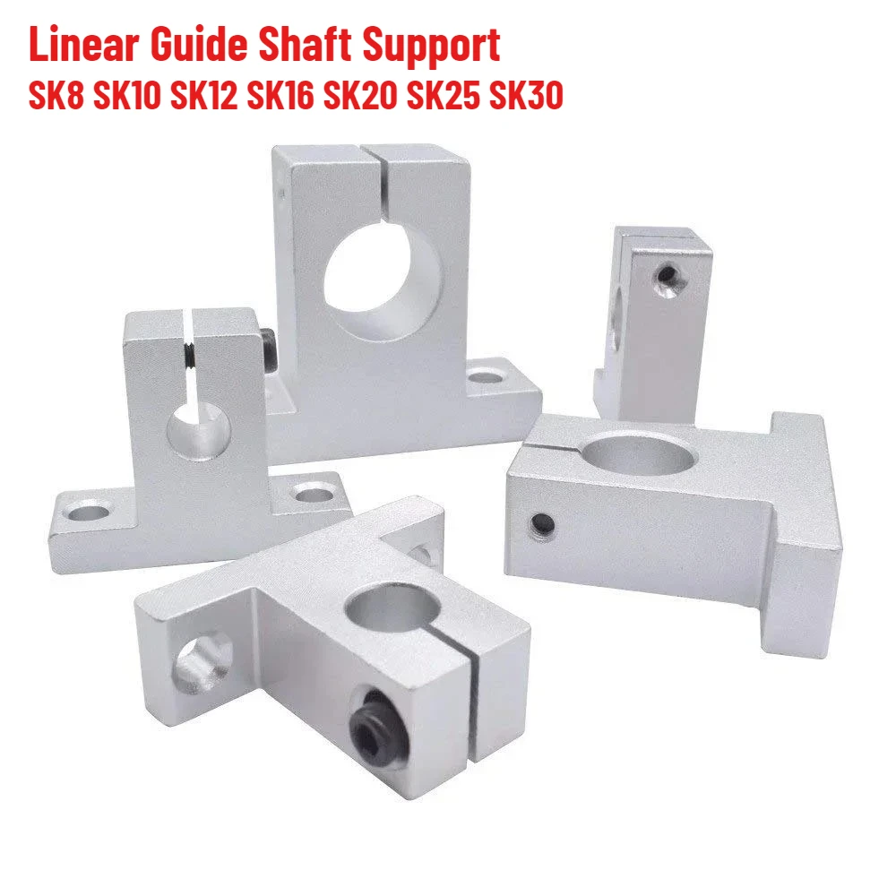 2/4/8PCS Sk8/10/12/16/20/25/30mm Aluminum Alloy Linear Bearing Rail Shaft Support for Xyz Table Cnc Router 3D Printer Parts
