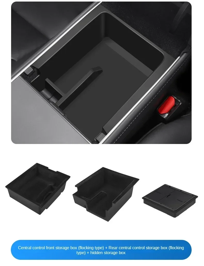Für Tesla Modell Y 3, Mittelkonsole Lagerung Organizer Box Tablett Armlehne Versteckte Box Bins Tasse Halter Auto Innen Zubehör – Detail 7