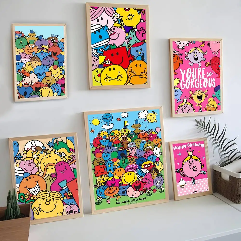 Children Book Mr Men Little Miss Vintage Posters Sticky Retro Kraft Paper Sticker DIY Room Bar Cafe Kawaii Room Decor