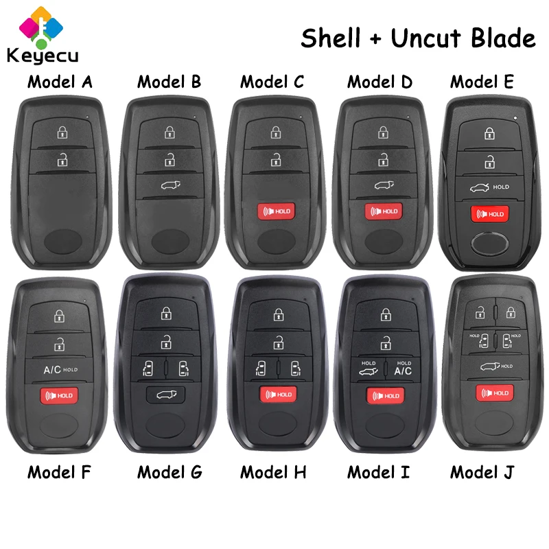 

KEYECU Smart Remote Control Car Key Shell Cover With 2 3 4 5 6 Buttons for Toyota 2022 2023 2024 Fob FCC ID: HYQ14FBW/ HYQ14FBX