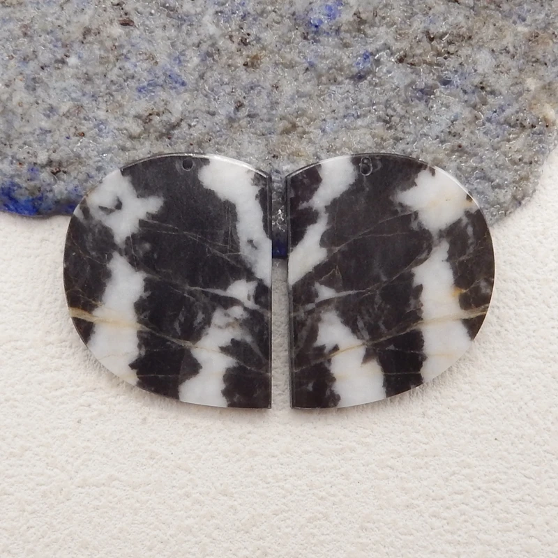 

Handmade Natural Stone Zebra Jasper Fashion Earring Bead DIY Making Jewelry Finding 32x26x3mm 12g