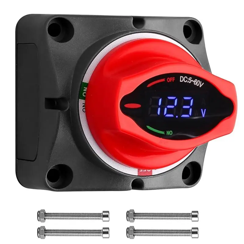 

ABMS-250A 12-24V Car Battery Power-Off Switch, Battery Isolator With Voltmeter Display, Suitable For Yacht, Truck, RV