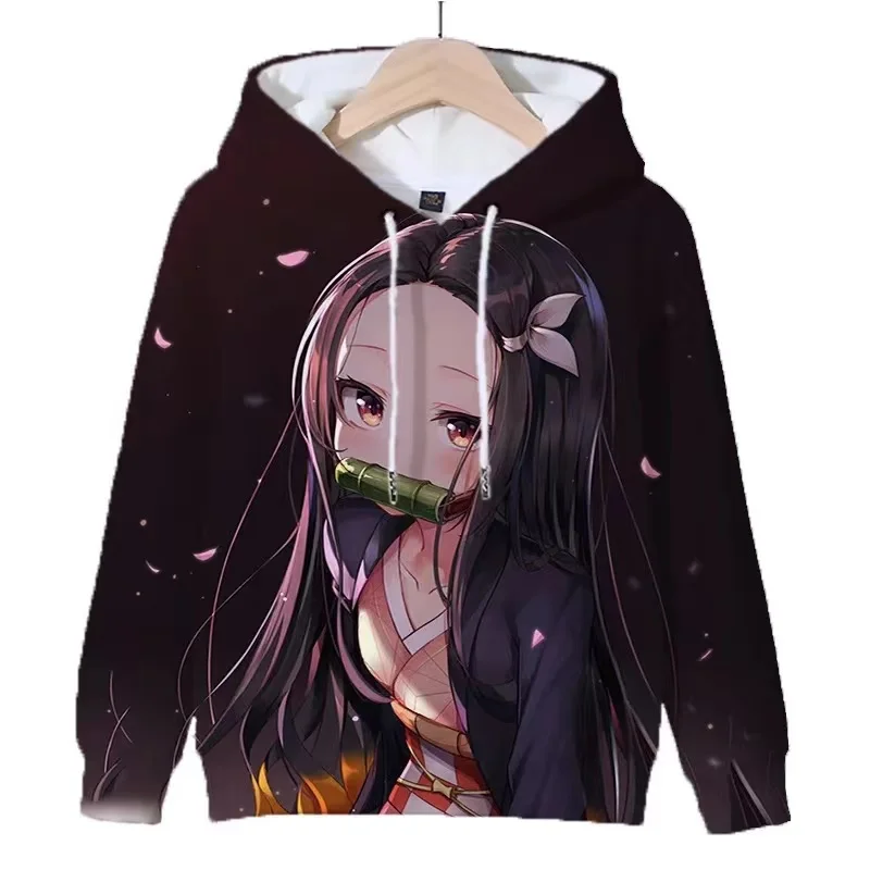 2024  Anime Demon Slayer Hoodie Kamado Nezuko  Pullover Hooded Comfortable Round Neck Street Hooded Sweatshirt for Men and Women