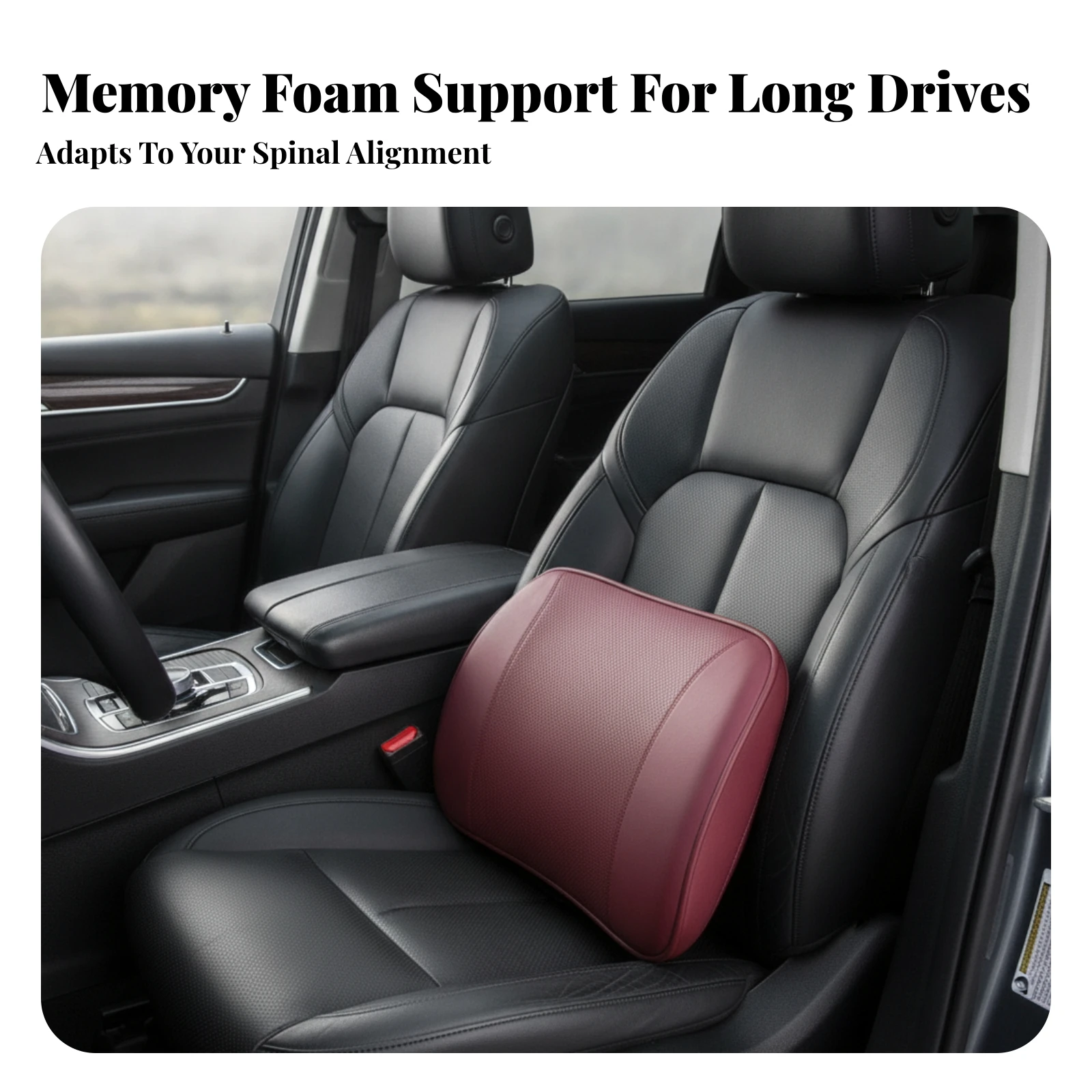 Automotive Lumbar Support Cushion Supportive Car Lumbar Cushion with Memory Foam High-Density Low-Maintenance for Drivers