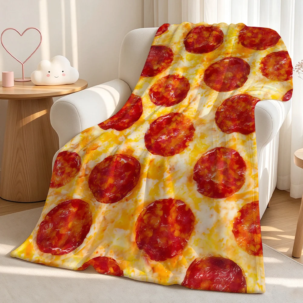 Pepperoni Pizza Blanket Perfect For Sofas Beds Offices Travel Camping Chairs Warm Thick Plush Blanket All Season Use