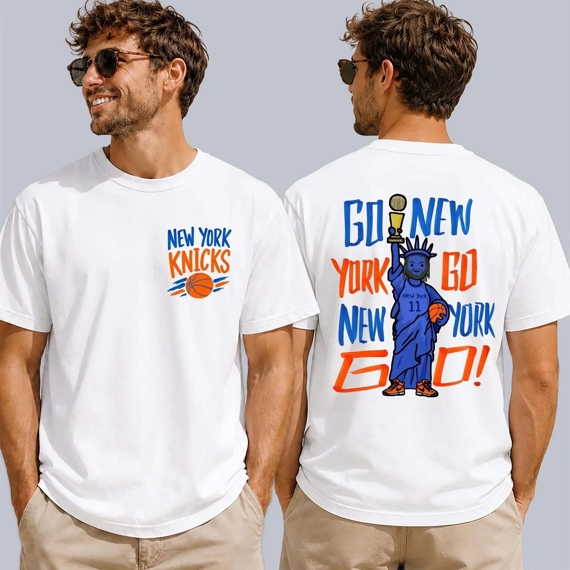 Jalen Brunson New York NY-Knicks Go Graphic T-shirt Men and Women 100%Cotton Y2K Clothing Fashion Round Neck Short Sleeved Tee