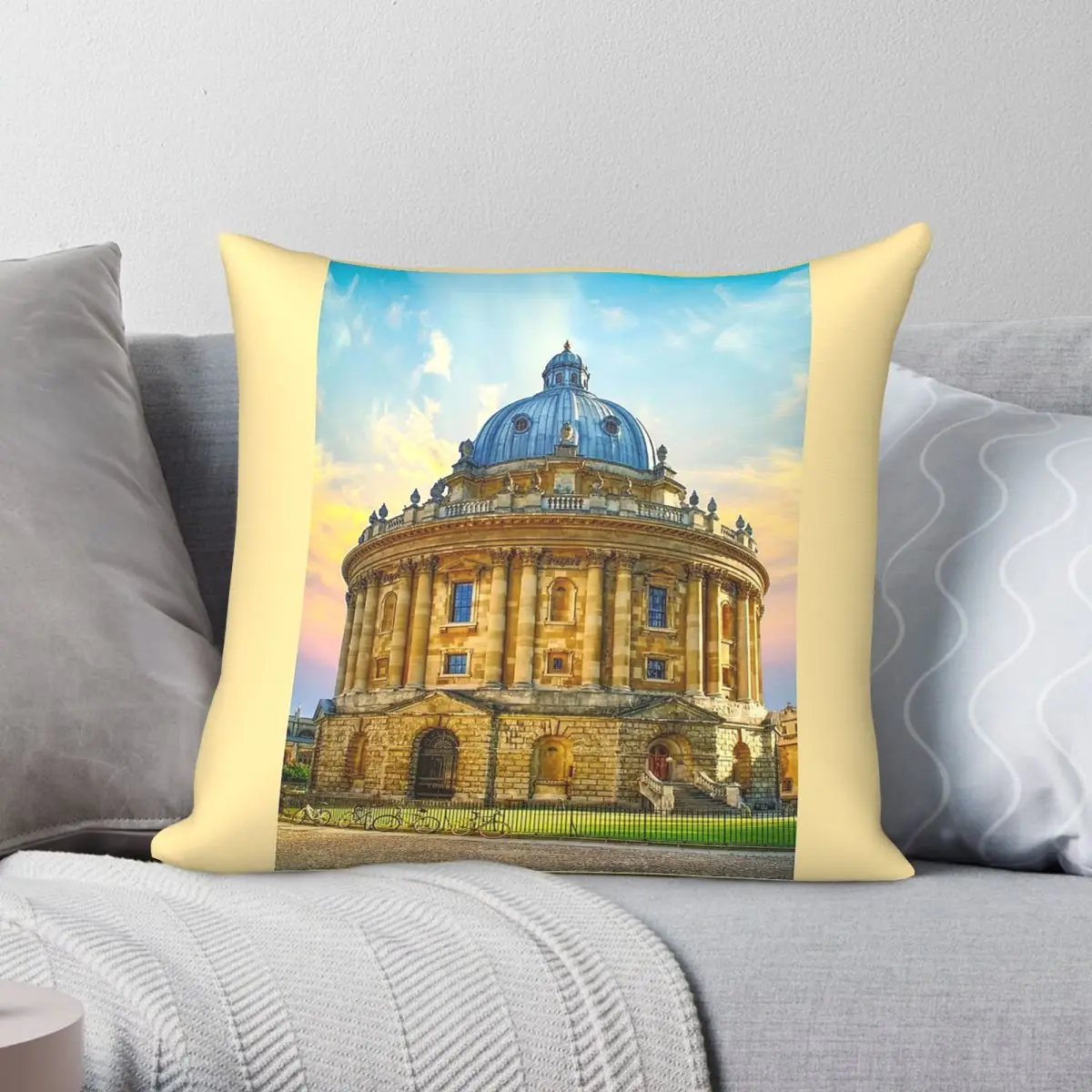 Radcliffe Camera Oxford Square Pillowcase Polyester Linen Velvet Pattern Decorative Throw Pillow Case Bed Cushion Cover 45x45