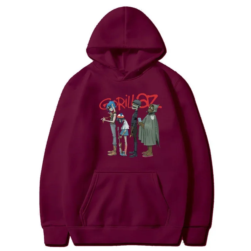 Music Band Gorillaz PUNK ROCK Hoodie Women Hoodie 90s V-neck Hoodie Short Sleeve Hoodie Clothes Vintage Clothing