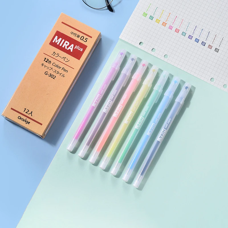 2/12Pcs Simple Frosting Gel Pens Transparent Ballpoint Pen Quick Drying Smooth Writing Neutral Pens School Supplies Gifts