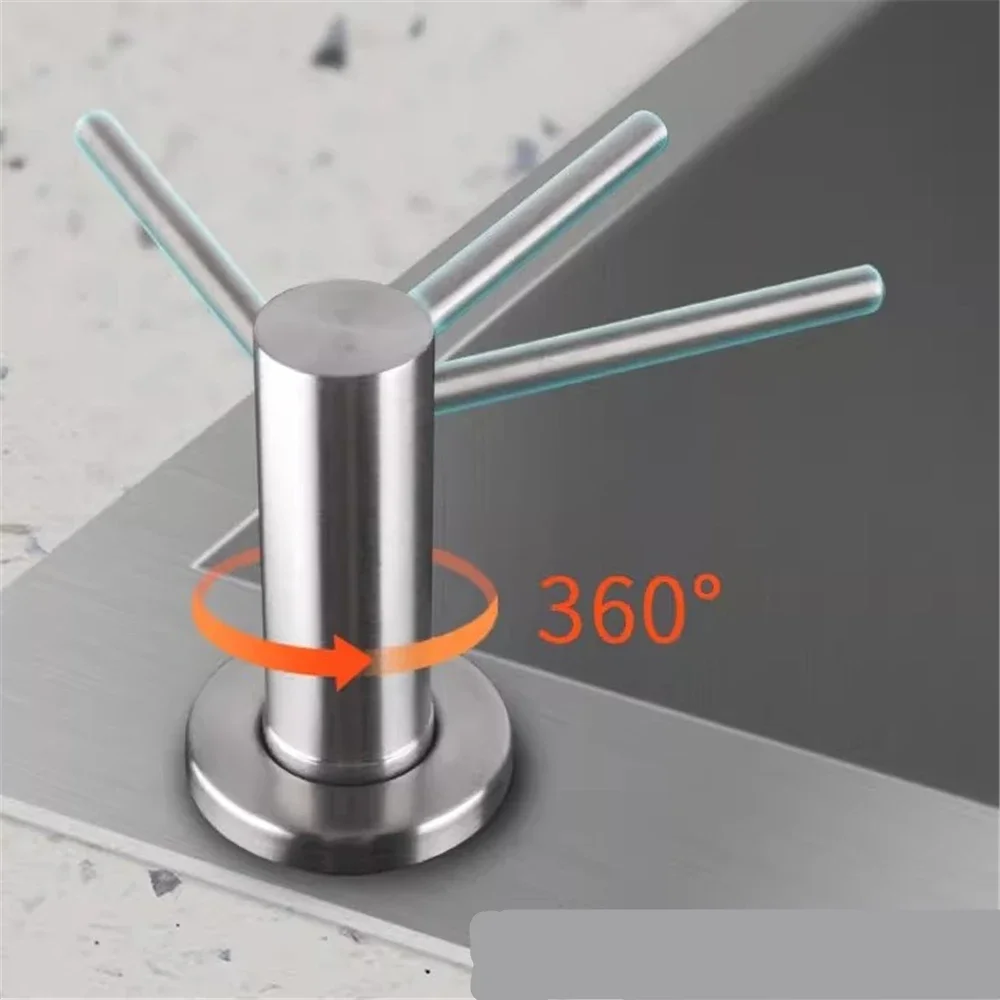 Kitchen Sink Soap Dispenser Built-in Hand Press Pump Detergent Liquid Soap Dispenser for Dish Washing Stainless Steel Brushed view 3