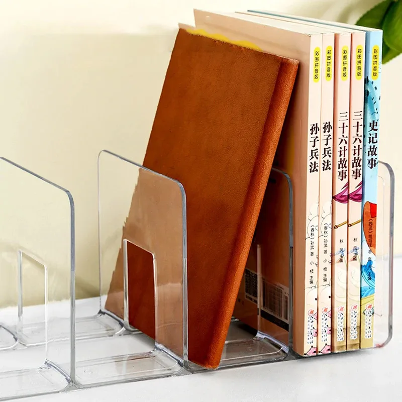Book Stand Desktop Book Organizer Divider Board Bookshelf Desk Storage Rack Transparent Acrylic Bookend Book Holder